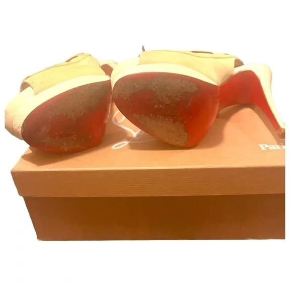 Barely worn Louboutin Jefferson Plato 140 suede/cervo heel toe in yellow sz. 38‌ - Picture 9 of 13